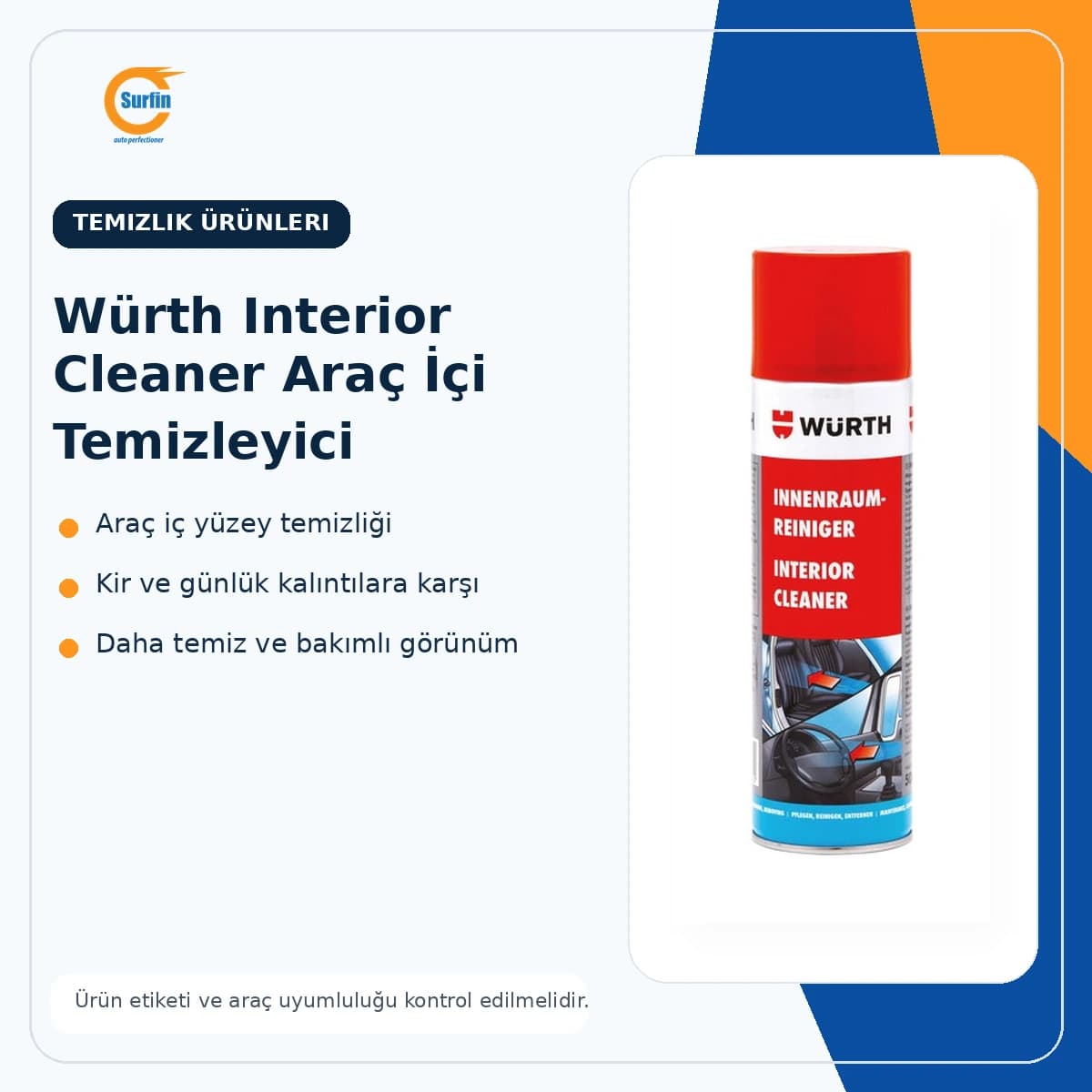 Würth Interior Cleaner 500 ml araç iç temizlik ürünü