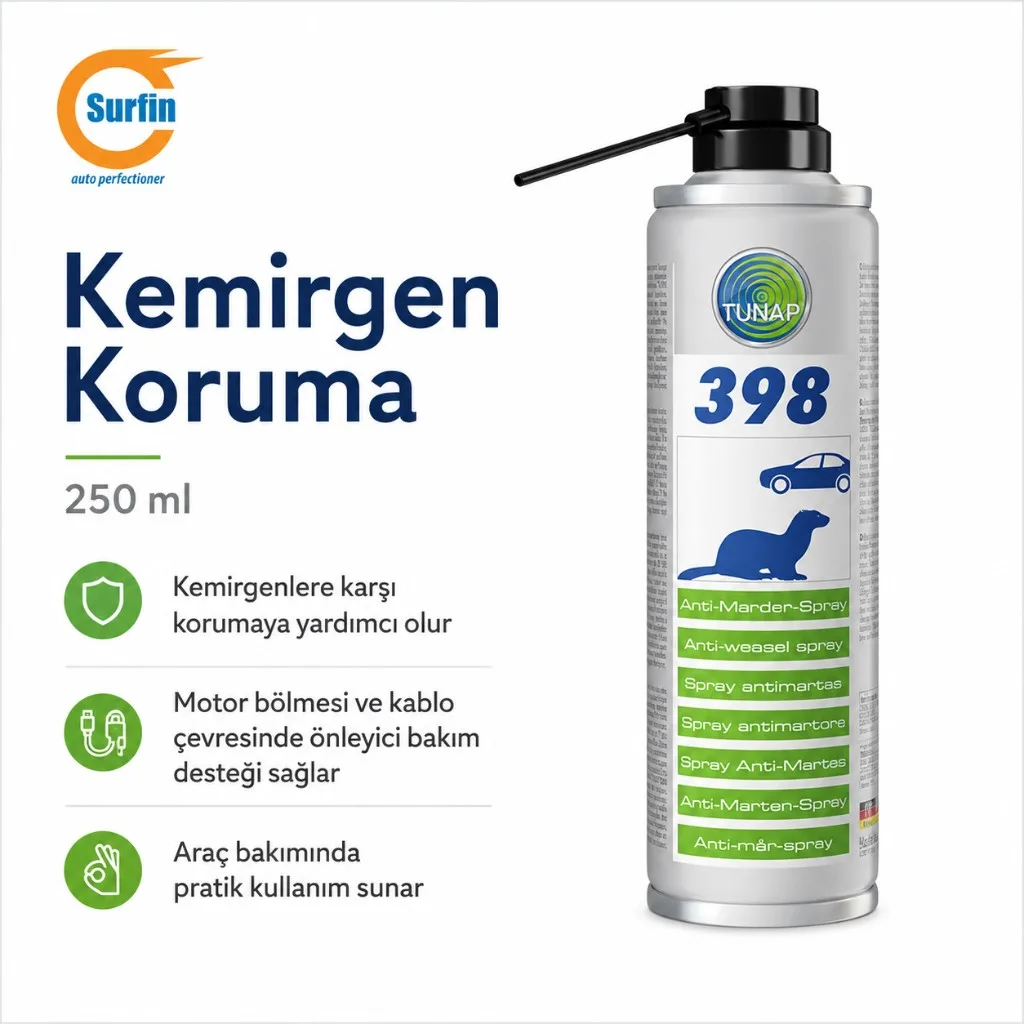 Araç motor bölmesi kemirgen ve sansar koruma spreyi 250 ml