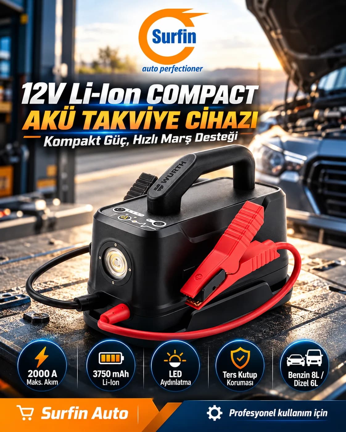 Würth 12 V Li-Ion Compact Akü Takviye Cihazı 2000 A 0772070100